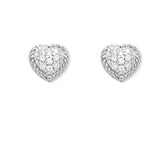 Sterling Silver Heart Shape Open Wire W/ Centered CZ Earrings